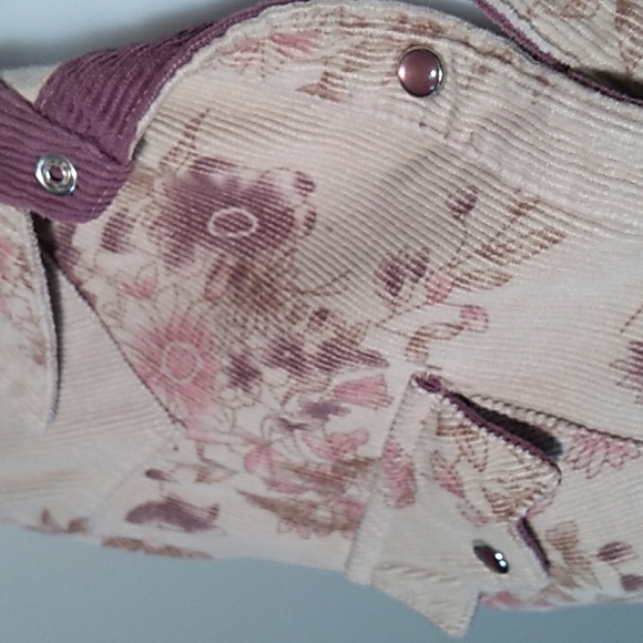 Pretty Floral Soft Courduroy Western Shirt Snap Close Cowgirl Up - Picture 9 of 11